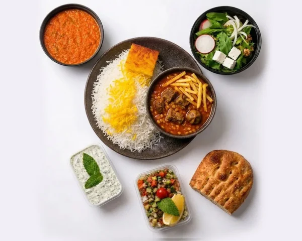 چلو خورشت قیمه با سیب زمینی